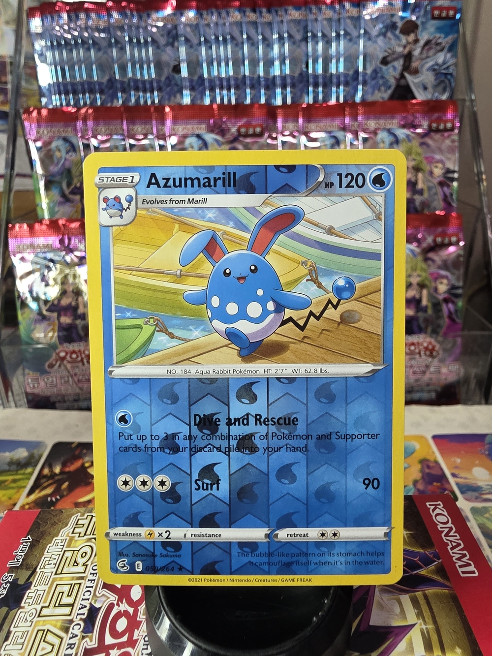 Azumarill Pokémon Card - Blue & Yellow